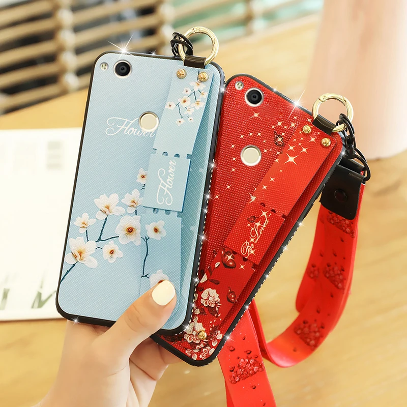 

Wrist Strap Hand Band Phone Case For Huawei Honor 10 8 9 Lite 9i 6X 7A 7C 7X 8A 8X Max Glitter Diamond Lanyard Soft TPU Cover