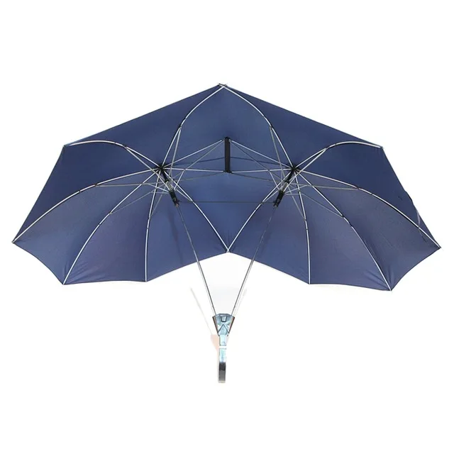 Автоматический зонтик для двух человек, зонтик для влюбленных пар, зонтик с двумя головками, мужской зонт, модный зонтик для дождя и женщин - Цвет: Синий