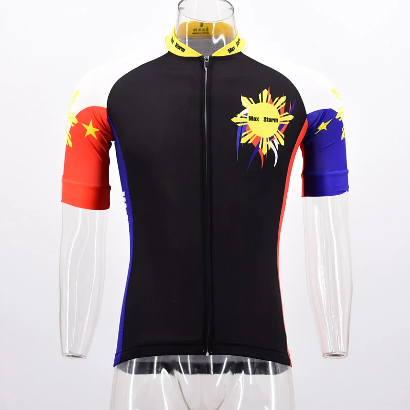 

2019 New Team Philippines Cycling Jersey Customized Road Mountain Race Top max storm Reflective zipper 4 pocket