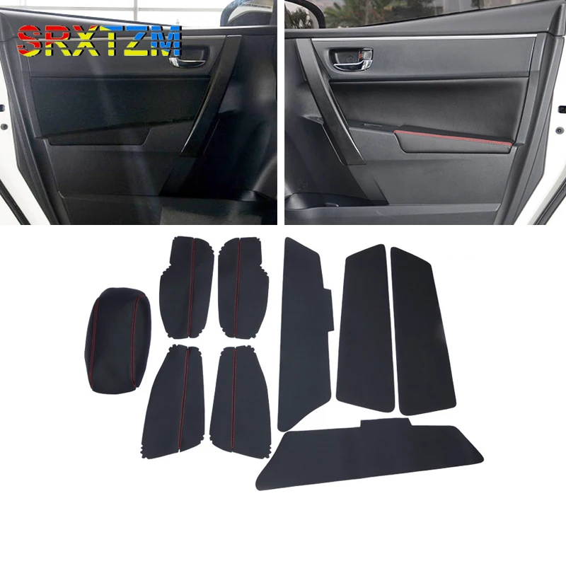 

SRXTZM Car Styling Leather Doors Panel Central Armrest Cover Protection Central Box for Toyota Corolla 2014 2015 2016 2017 2018