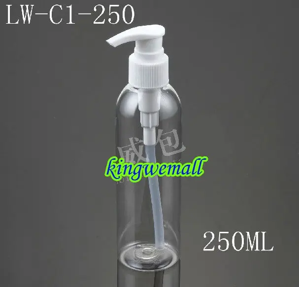 300 шт./лот 250 мл Косметика винтовой насос прозрачный латекс бутылки LW-C1-250