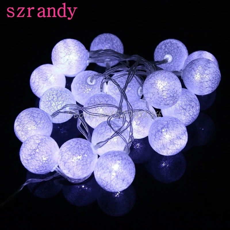 

1.3M/2.3M 10/20 LED Cotton Ball Battery String Light Holiday Wedding Party Christmas Decor S18 Drop Ship
