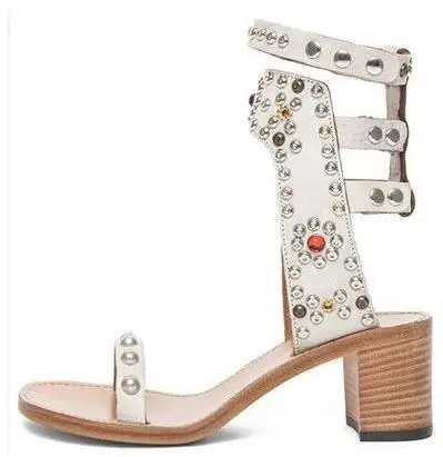 YUE JABON в римском стиле Стиль высокий каблук Для женщин Модные сандалии-гладиаторы с шипами и заклепками босоножек со стразами для женщин; туфли-лодочки простые туфли; - Цвет: picture 4