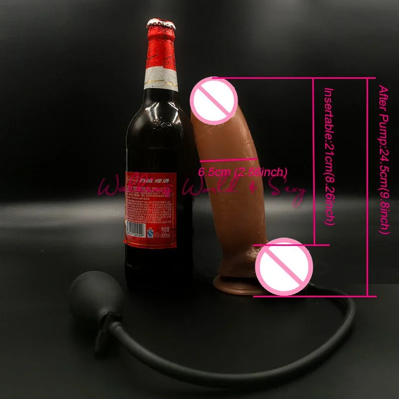 Brown Inflatable Huge Dildo Realistic Big Penis With Suction Cup Female Masturbation Massager Expandable Dick Sex Toys For Women 10