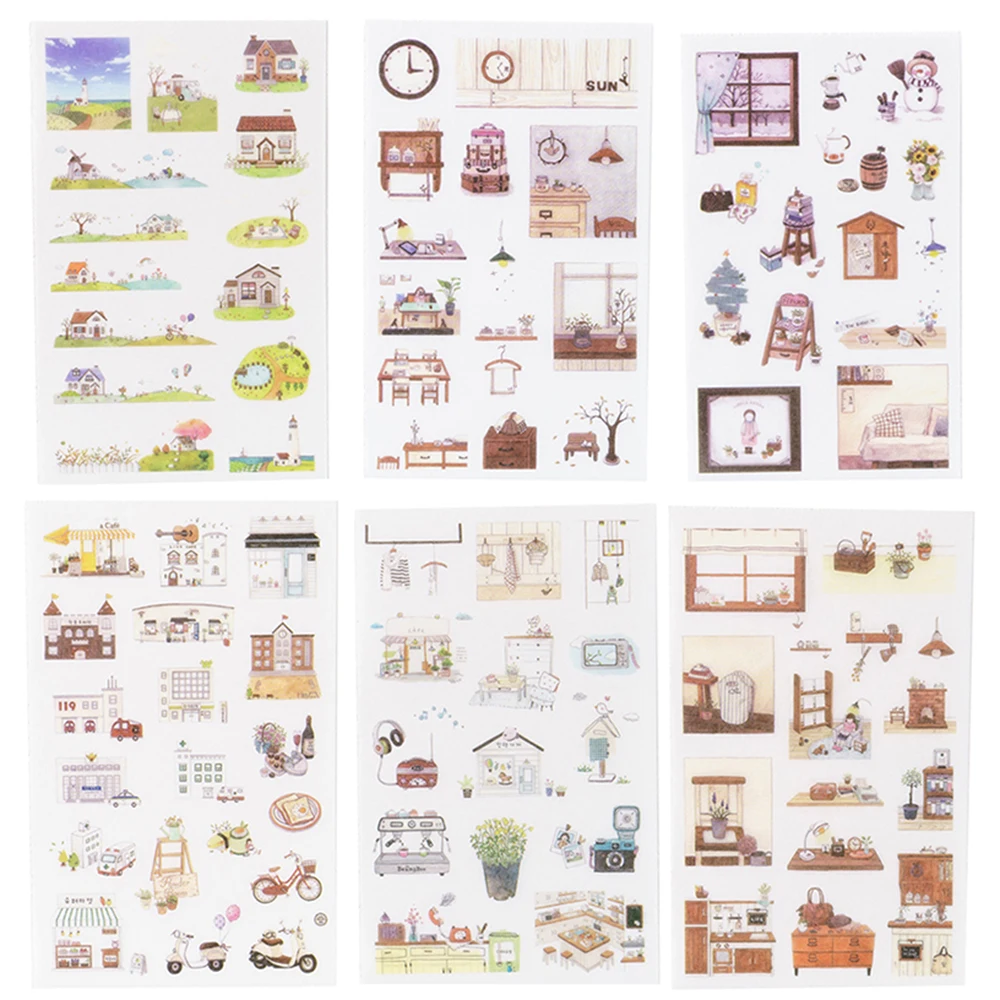 

6pcs/lot Japanese Kawaii Stickers Adhesive Stickers DIY Decoration Leisure Time Diary Stationery Stickers Children Gift