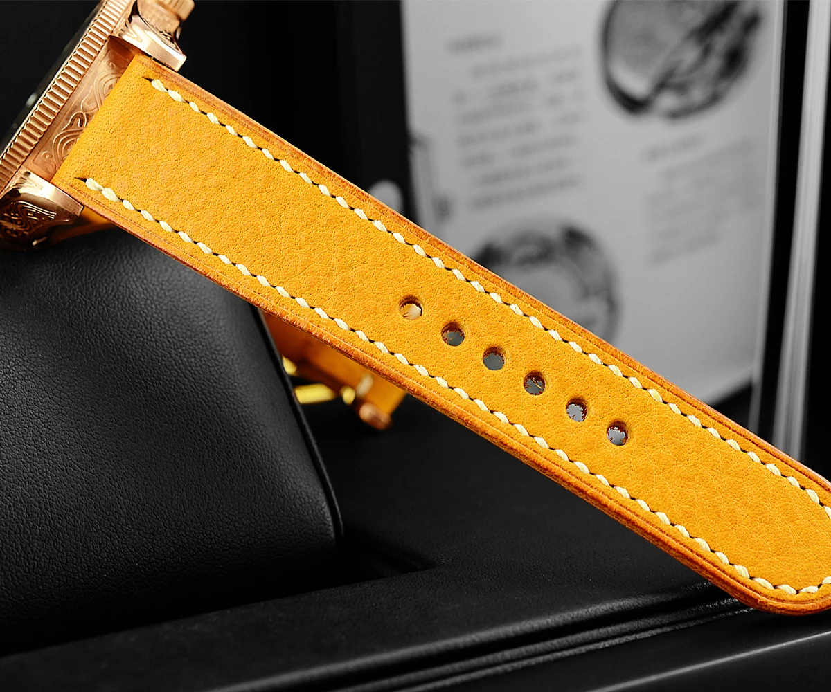 Lugyou Сан Мартин классические бронзовые автоматические часы унисекс резной традиционный узор Чехол кожаный ремешок сапфировый светящийся индекс