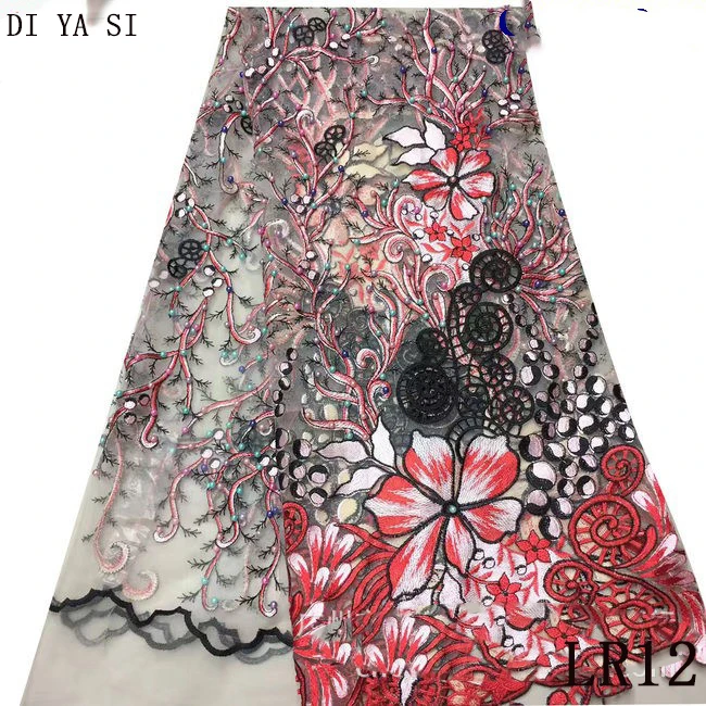 

renda Beaded tulle fabric, Elastic Lace African lace fabric 2018 high quality lace,Tulle mesh lace fabric 5Y