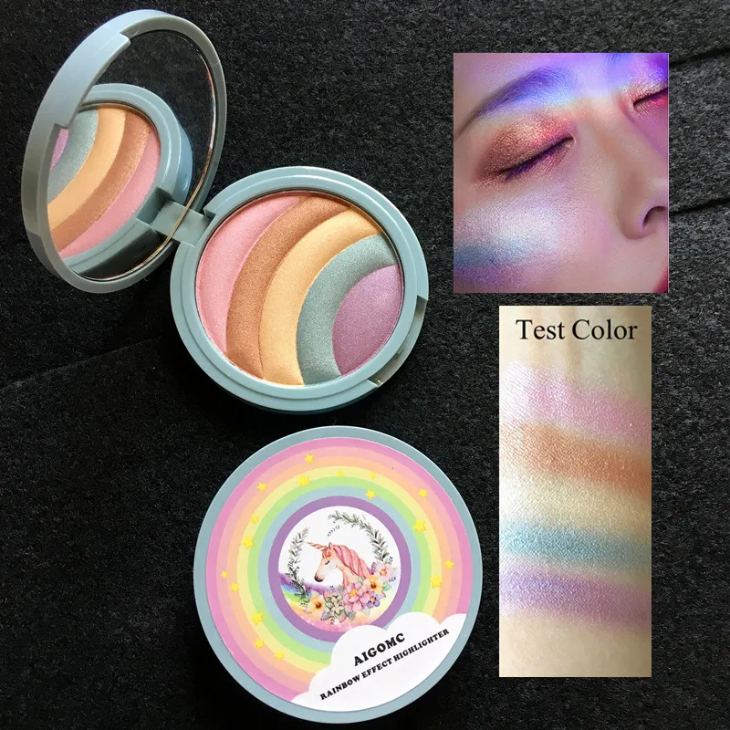 

Multi-function Shimmer rainbow highlight powder Makeup For Face Contour Eye shadow, blush, Highlighter Palette Base Illuminator