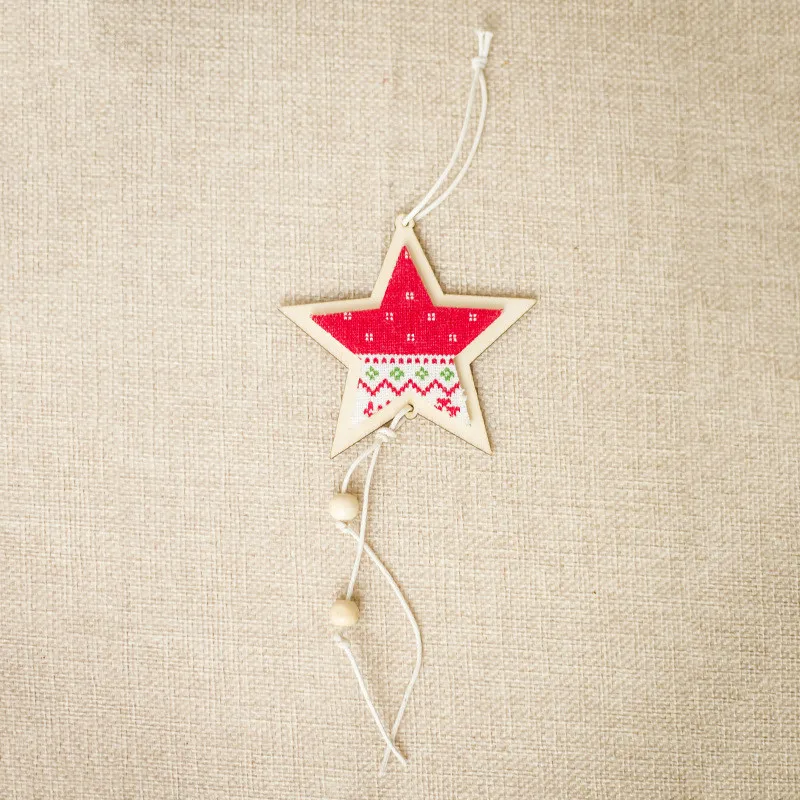 1 шт. деревянная художественная рождественская подвеска Рождественская елка звезда Лось бант украшения Рождественское украшение для дома Рождественская елка год - Цвет: Star01