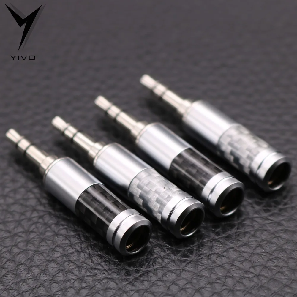 10pcs HiFi DIY Hi end White Black Carbon Fiber 3 5 1 8 headphone earphone 3 5mm audio mini jack stereo Plug for 6mm max cable