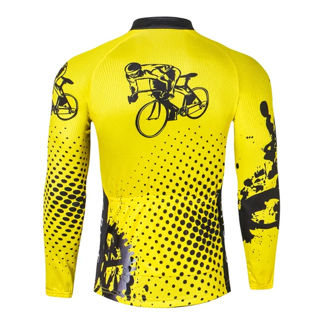 Yellow Bike Team Cycling Jersey Long Sleeve Jacket Autumn Racing Sport