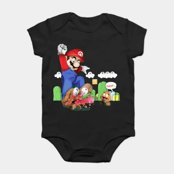 

Baby Onesie Baby Bodysuits kid t shirt Funny Cool Super Mario Goomba Squish Harsh Shirt