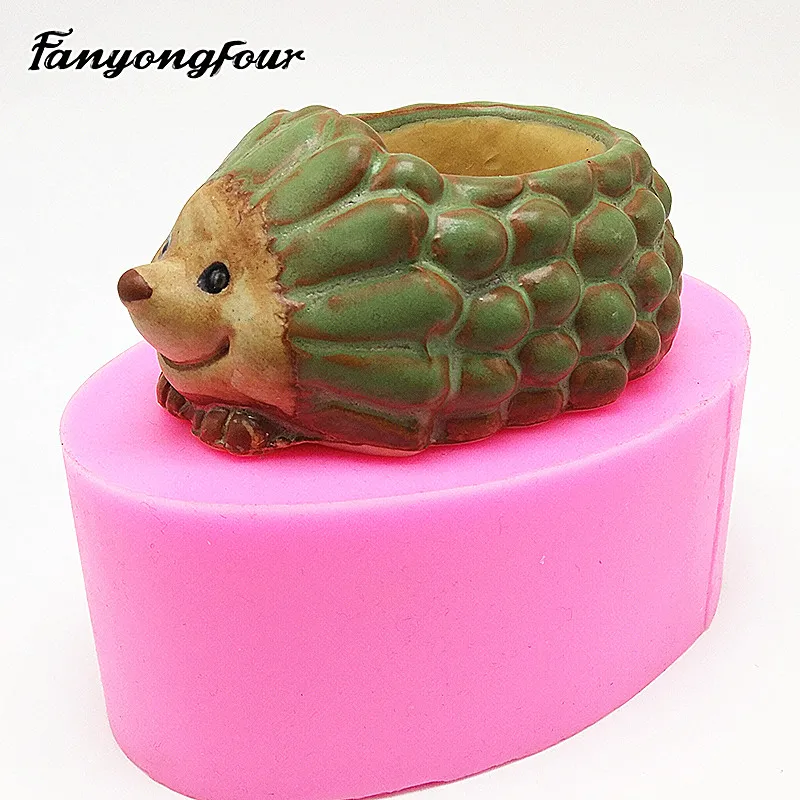 

Little Hedgehog Flower Pot Cement Silicone Molding Cake Tool Chocolate Plaster Resin Candle Mold Kitchen Baking Free Shipping