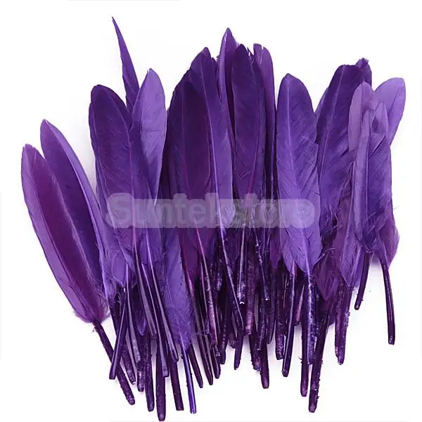 

Handicraft 50pcs Dyed Goose Feather 4-6in Purple Decoration Accessories