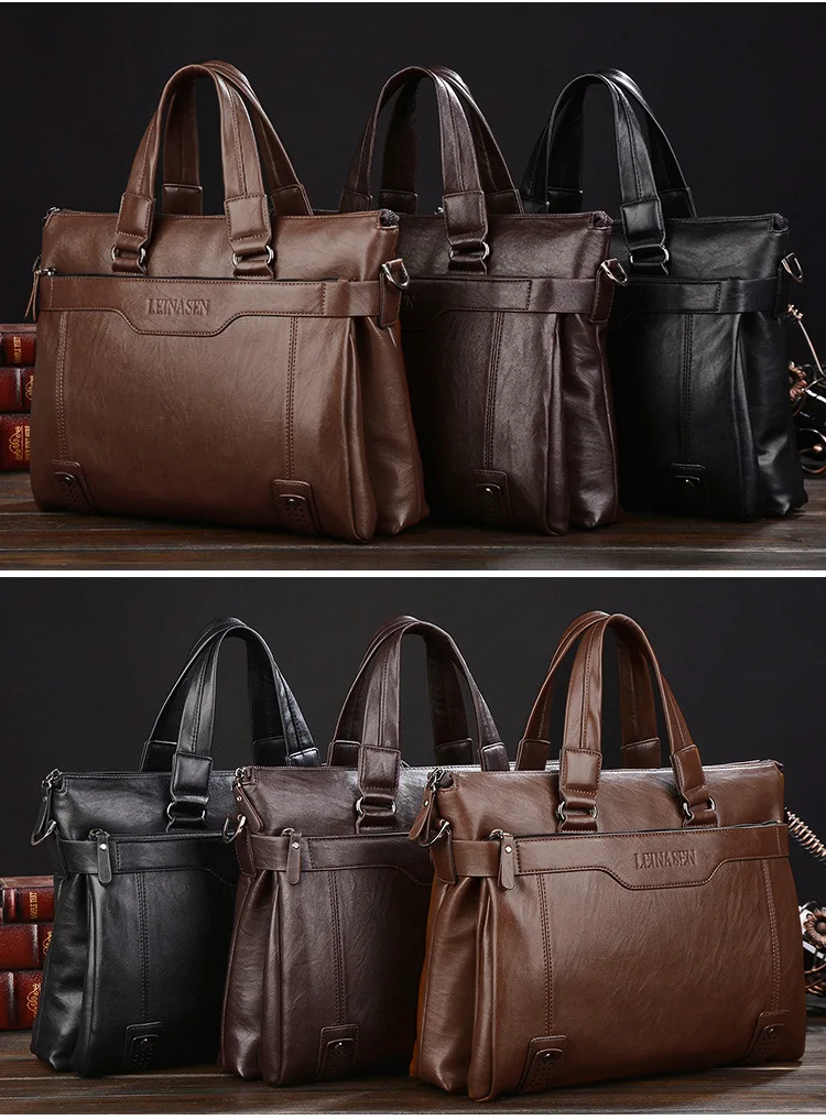 LEINASEN/брендовая модная мужская сумка-мессенджер из искусственной кожи, портфель, Офисная мужская сумка, качественная Дорожная сумка на плечо, сумка для мужчин