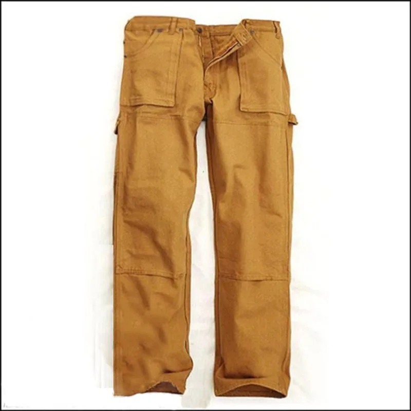 

Mens work pants wear-resistant vintage locomotive canvas overalls protective cargo pant for outdoor working repairman protection