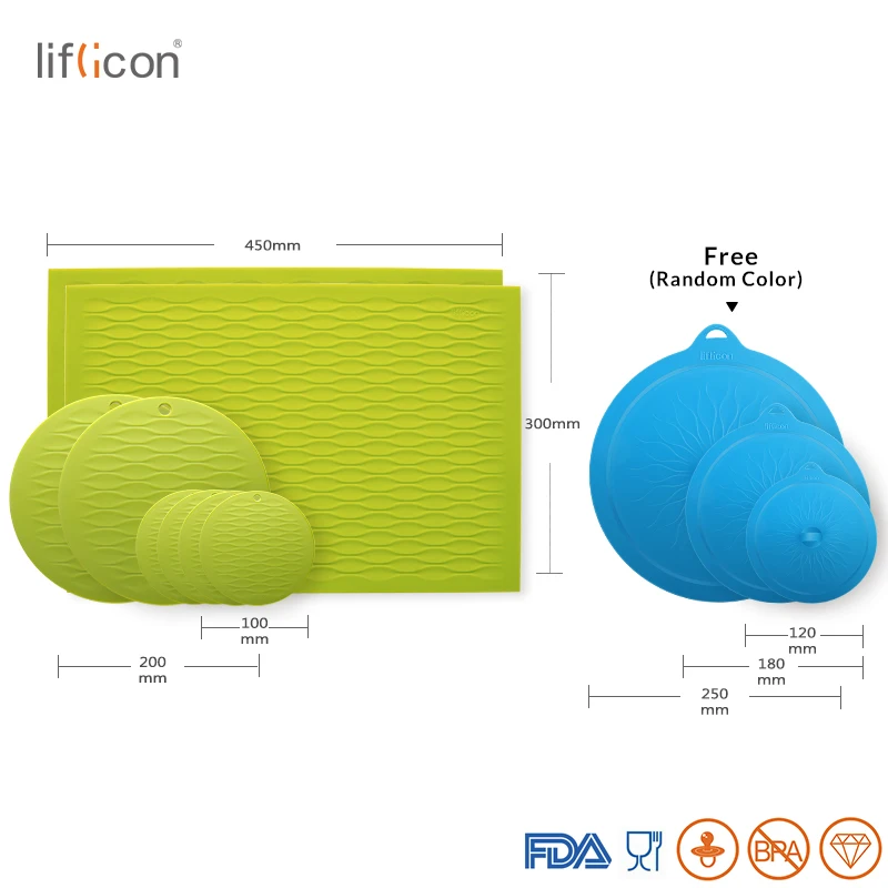 Liflicon سيليكون مكان حصيرة ل طاولة طعام قابلة لإعادة الاستخدام عاء حصيرة وسادات ساخنة وعاء حامل ملعقة الراحة بساط لطعام الحيوانات الأليفة كيتن ...