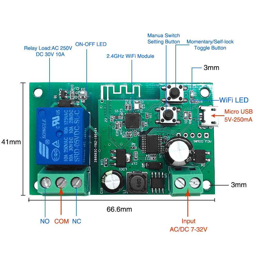 Eachen Wi-Fi Беспроводной умный переключатель релейный модуль для умного дома 5V 5 V/12 V, Ba, применяется для контроля доступа по отпечаткам, Включите ПК, двери гаража