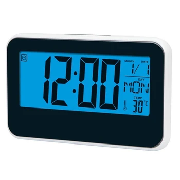 

1pc LCD Alarm Clock Digital Display Voice Control Electric Snooze Night Backlight Desktop Table Clocks Watch