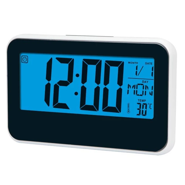 1pc LCD Alarm Clock Digital Display Voice Control Electric Snooze Night