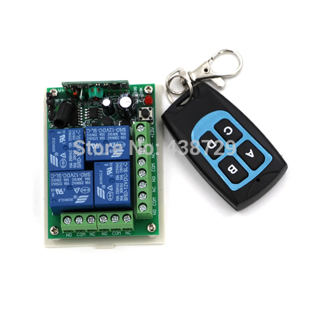 

DC12V 24V 4CH RF Wireless Remote Control Relay Switch Security System Garage Doors, Gate Electric Doors Waterproof Transmitter