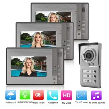 

3 Apartment Units 7in Video Door Phone Intercom Doorbell IR Camera Entry System
