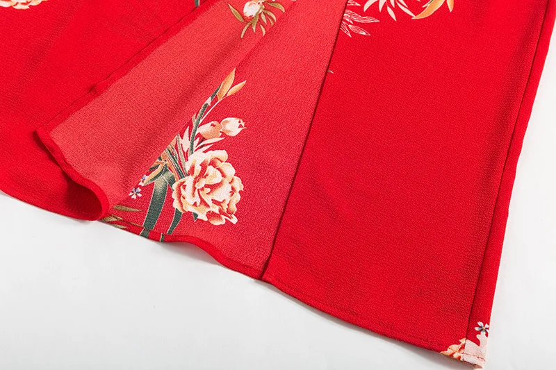 Bohemian Floral Print Boho Maxi Dress Women Chiffon Beach Summer Dress Deep V-Neck Split Backless Sexy Long Dress (22)