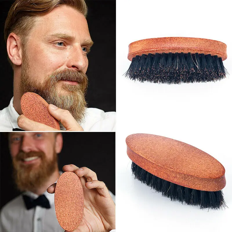 

1PCS Men's Shaving Brush Portable Mini Boar Bristle Beard Brush Mustache Beard Care Engrave Logo 8.5cm