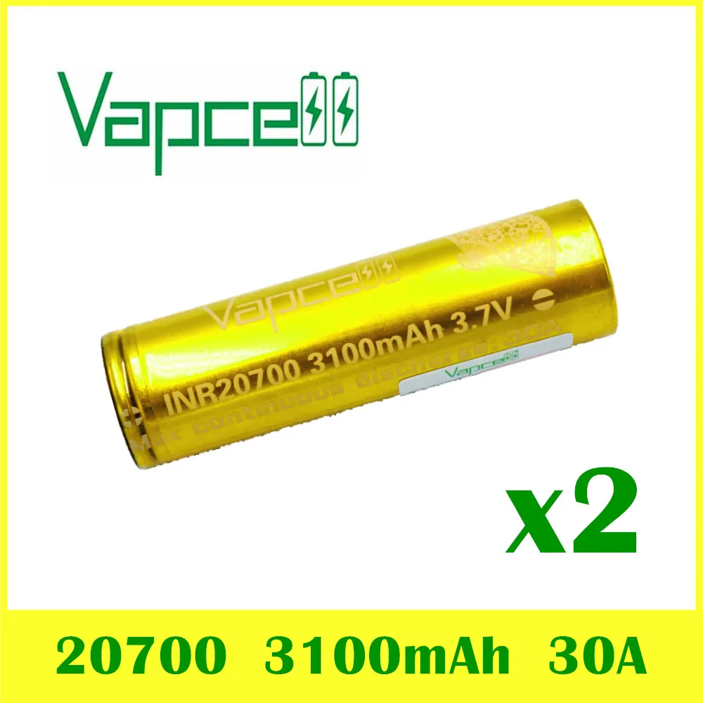 

2pcs VAPCELL INR20700 3100mAh power lithium battery 30A HIGH POWER electric tool 3.7V vs keeppower smoke IMR E-CIG BATTERY