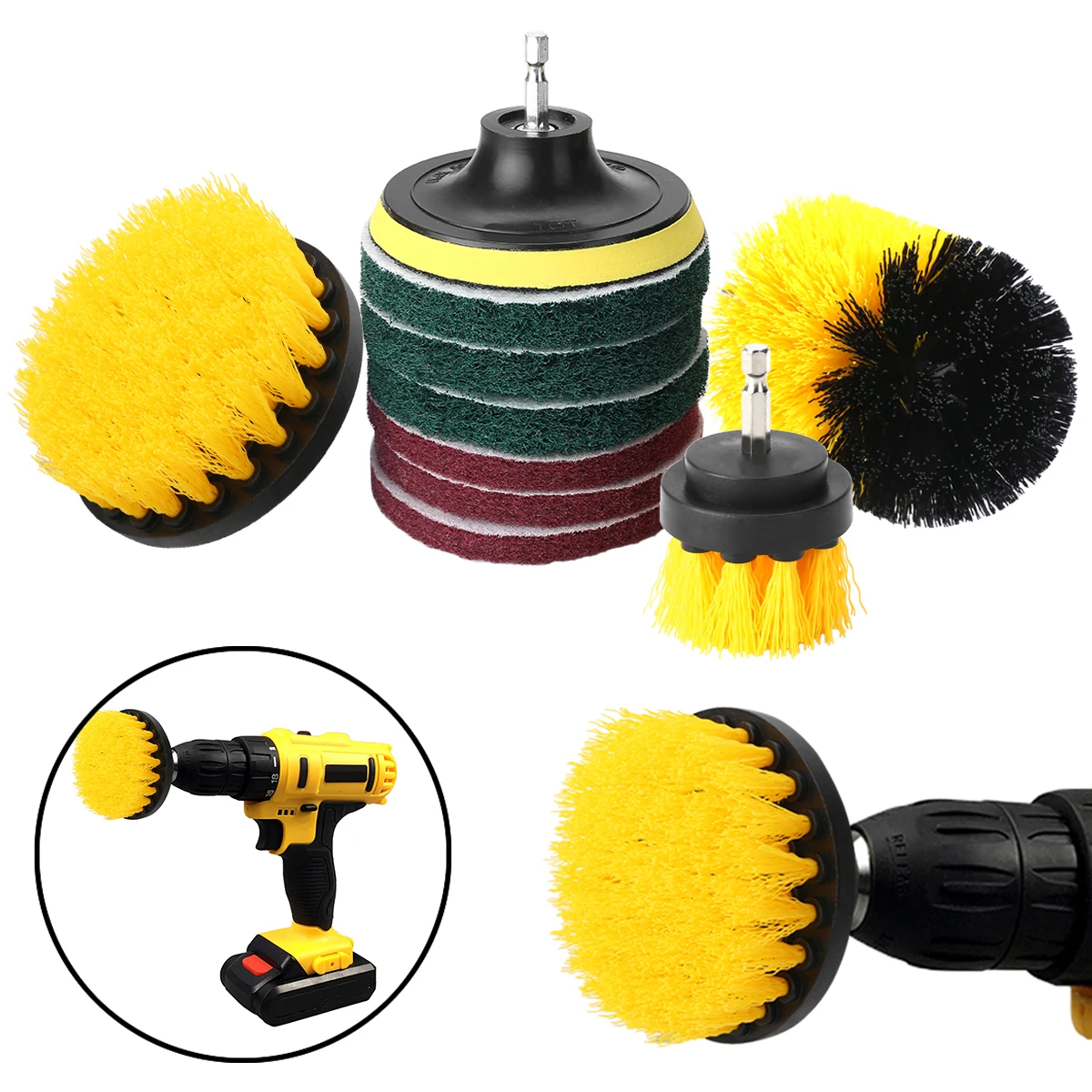

10pcs New Duty Green + Red Scrub Pads Ceramic Tile Grout Power Scrubber Cleaning Electric Drill Brushes Combo Scrub Tub Cleaner