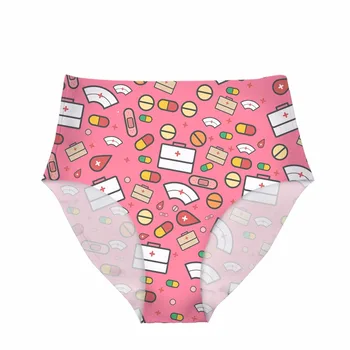 

FORUDESIGNS High Waist Women Pink Underwear Cartoon Nurse Seamless Breathable Ladies Panties For Teenager Girls Cute Briefs