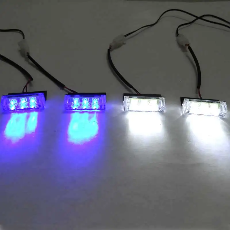 Автомобиль FUGSAME, красный, синий, белый, зеленый, желтый, янтарный, 4x3, 12LED, стробоскоп Предупреждение льный светильник, полицейский светильник скорой помощи, мигающий светильник s DC12V