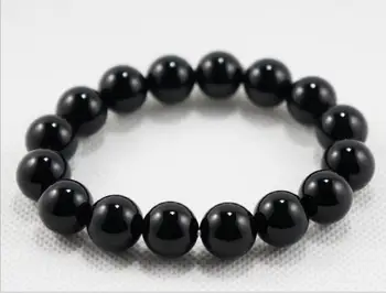 

Smooth black agate bracelet 8mm-20mm