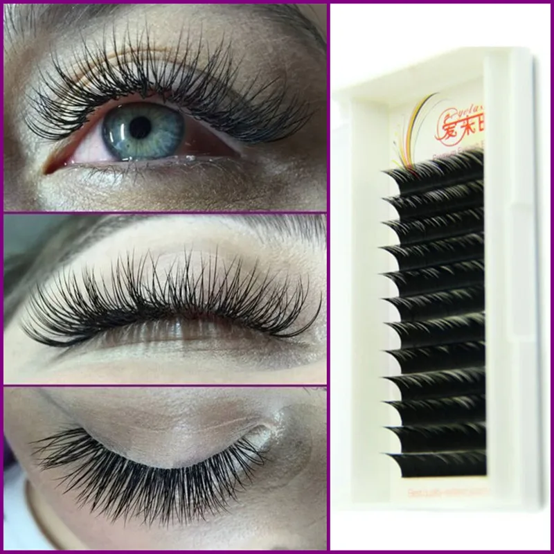 High Quality 0.07 D Curl Silk Lashes Black Individual False Eyelash