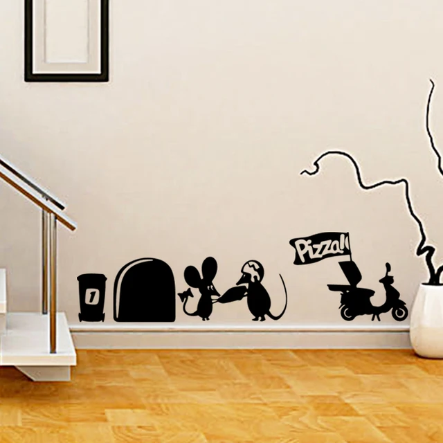 art new design cheap home decor cute mouse pizza wall sticker removable house decoration pvc cartoon - Cheap House Decor art new design cheap home decor cute mouse pizza wall sticker removable house decoration pvc cartoon - Cheap House Decor