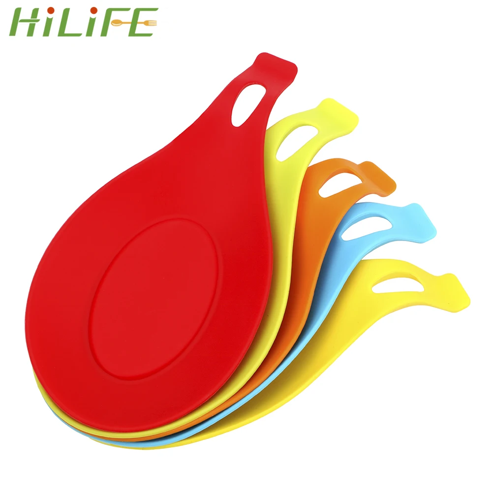 

HILIFE Baking Spoon Soup Pad Kitchen Tools Spoon Holder Random Color Food Grade Silicone Rest Heat Resistant