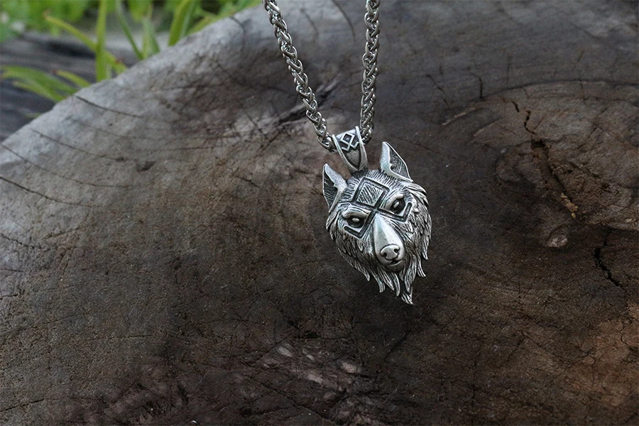 Lanseis 1 шт. Викинг-волк голова норвежский Кулон символ волка мужчины ожерелье древние серебряные ювелирные изделия