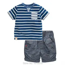 Nouveau 2017 Qualité Marque 100% Coton Bébé Garçons Vêtements Ensembles 2 pc enfants Costume Enfants À Manches Courtes Vêtements Ensemble Pour Bébé Garçons Outwear