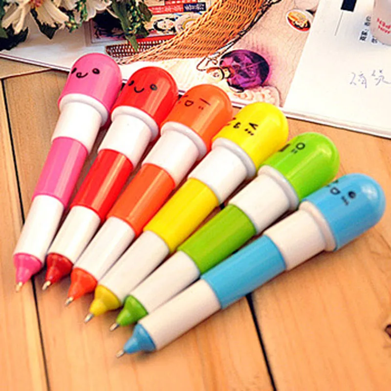 6Pcs/Lot Korean Vitamin Capsule Mini Ballpoint Pen Ball Funny Kawaii