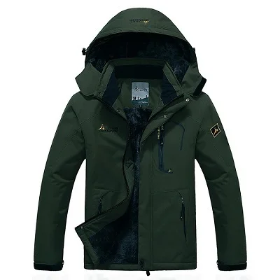 Зимняя мужская флисовая внутренняя водонепроницаемая куртка для прогулок теплая спортивная куртка с капюшоном мужская походная Лыжная куртка - Цвет: Army Green