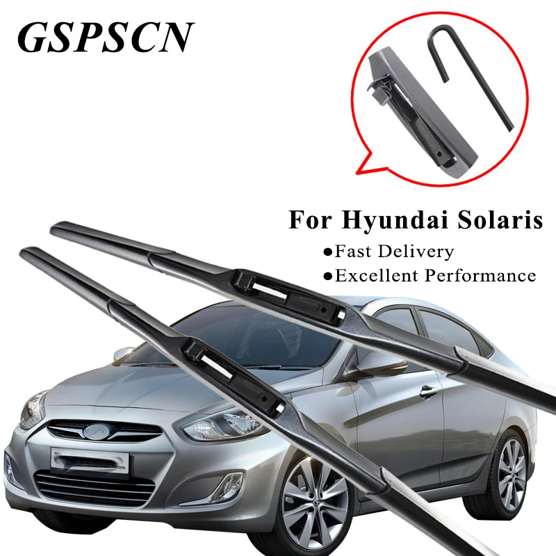 

GSPSCN Hybrid Wiper Blades for Hyundai Solaris Fit Hook Arms 1 set Windscreen Wiper 2010 2011 2012 2013 2014 2015 2016 2017