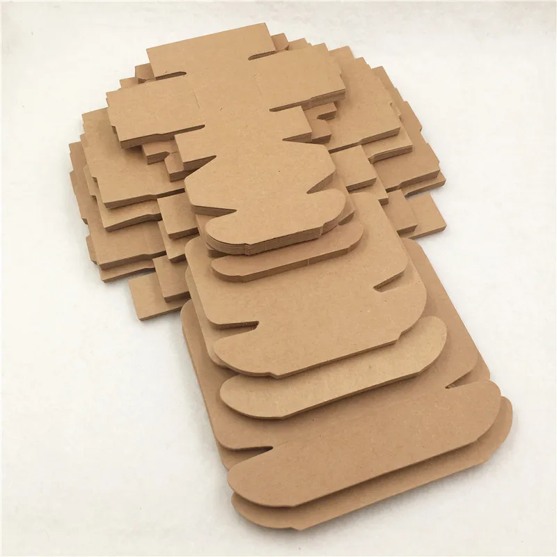 

100Pcs/Lot Handmade Cardboard Multi Size Kraft Paper Box For Wedding Engagement Chocolate Boxes Supplies Storage Container Boxes