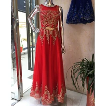 Gold Sequin Dress Sleeveless Rhinestone Evening Gowns Dark Red Prom Dress Long Elegant Party Dresses Beading Formal Gown GT52
