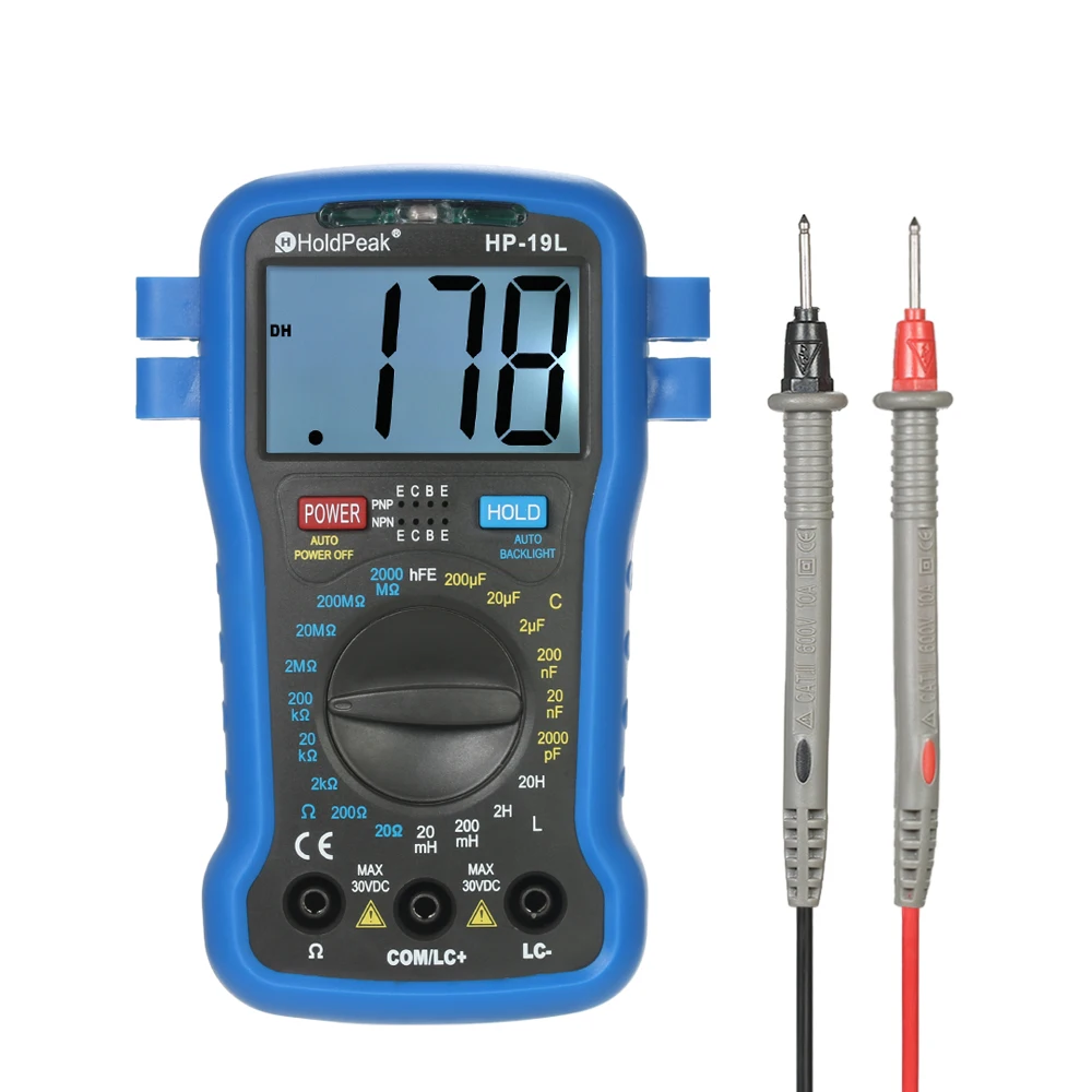 HoldPeak подсветка ЖК Цифровой LCR мультиметр сопротивления, емкости и индуктивности Высокочастотный транзистор тест тестер метр