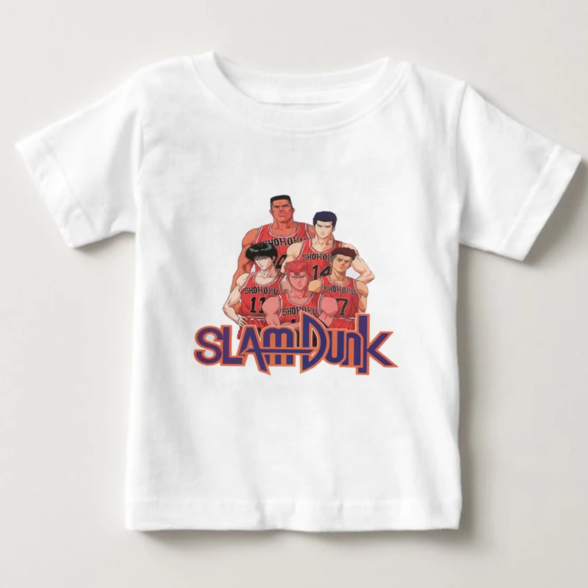 

2018 Anime Slam Dunk T Shirt kids Short Sleeves T-shirt Hanamichi Sakuragi Kaede Rukawa Cosplay boy/girl tees summer t shirts N