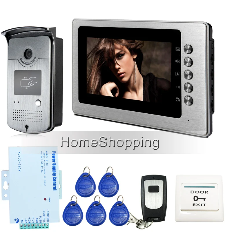 

FREE SHIPPING New Wired 7 inch Color Video Door Phone Doorbell Intercom System 1 RFID Access Control Camera + 1 Monitor In Stock