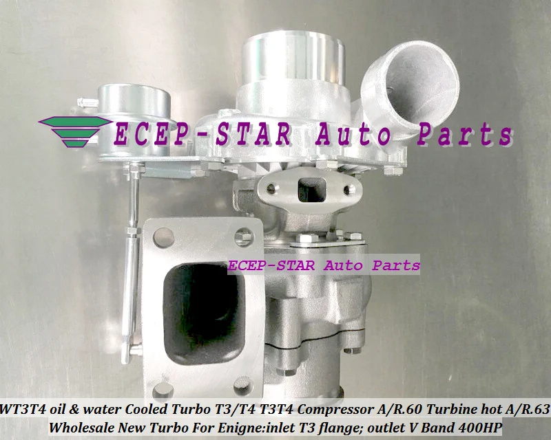 WT3T4 oil Cooled Turbo T3T4 T3T4 Internal Wastegate;Compressor AR .60 Turbine hot AR.63 inlet T3 flange;outlet V Band 400HP  (4)
