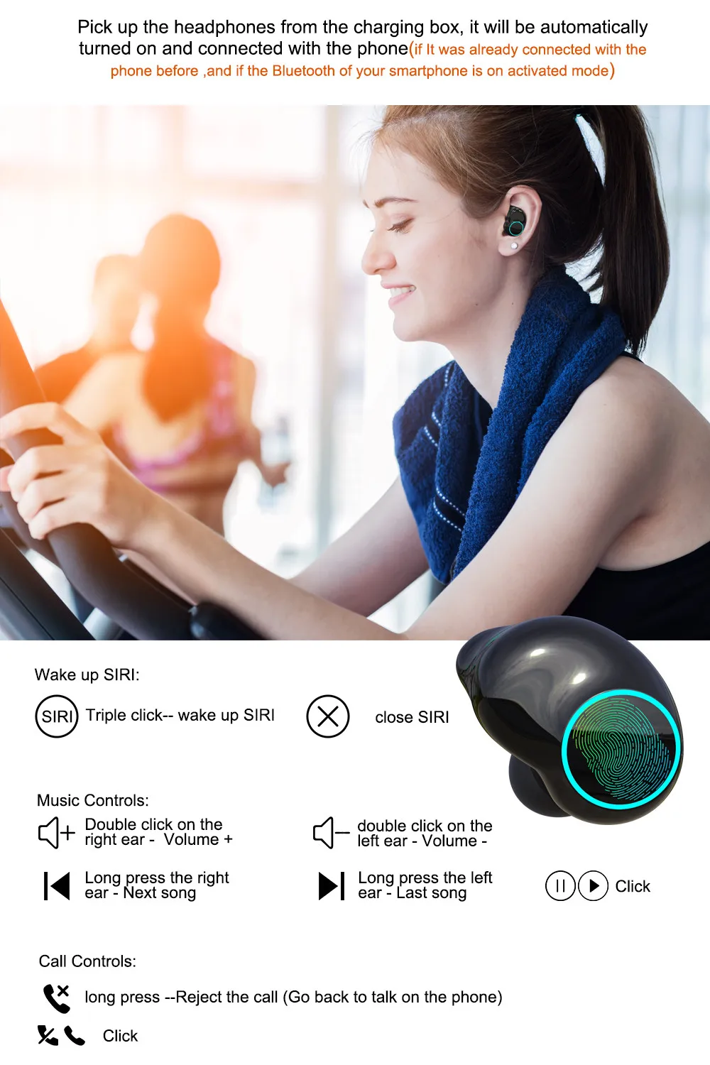 ONIKUMA T3 TWS True Wireless Headphones Bluetooth 5.0 Earphones Cordless Sports Earbuds Headsets Handsfree with Microphone (4)