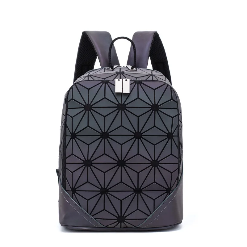Г. Новые светящиеся рюкзаки Для женщин рюкзак с геометрическим рисунком для Для женщин Для мужчин закрывающийся на молнию рюкзак голографическая женский Backbag сумка sac - Цвет: Luminous B