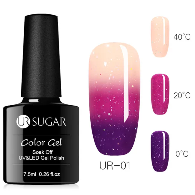 Glitter 1 Ur Sugar, 3 цвета, меняющий температуру, Гель-лак для ногтей, Радужный голографический термальный замачиваемый УФ-Гель-лак, 7,5 мл, дизайн ногтей - Цвет: Glitter 1